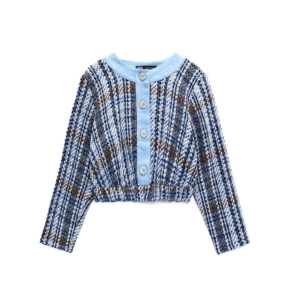 Zara Textured Combination Denim Top Size M - Picture 3 of 6